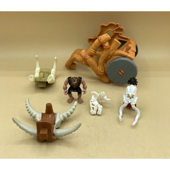Imaginex Lot 6 Caveman Figure Wagon Horns Parts - Picture 2 of 8